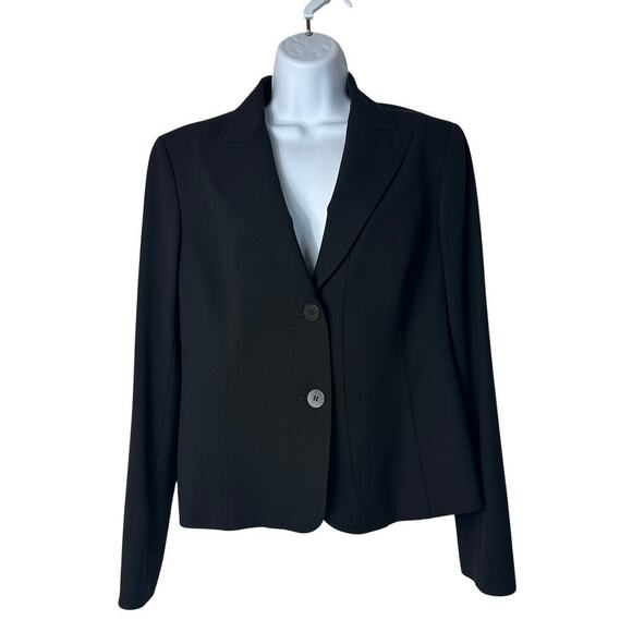 Lafayette 148 New York Blazer Jacket Wool Button Single Breasted Neutral Black 8 - Picture 1 of 8